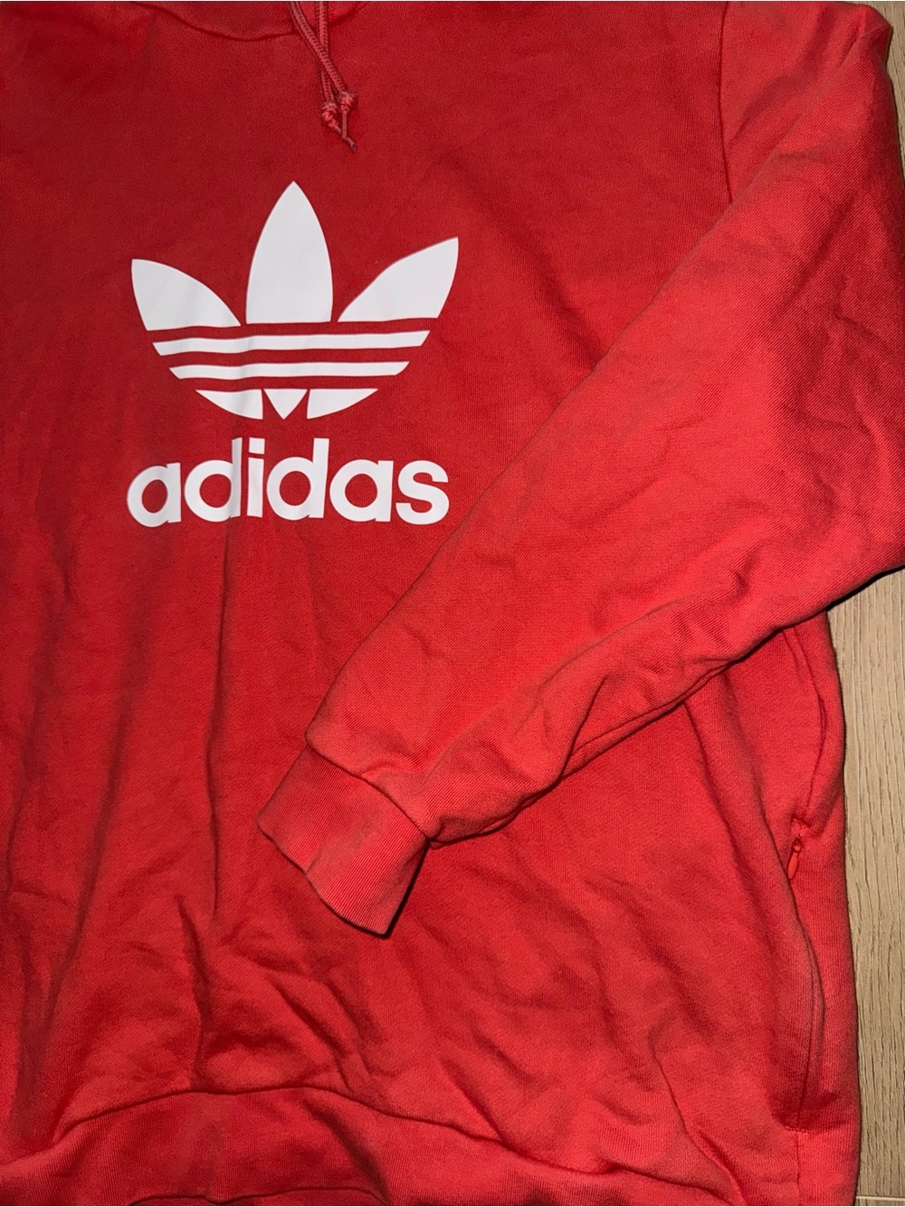 adidas Red Trefoil Logo Hoodie Pullover - Picture 4 of 5
